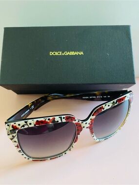 Dolce & Gabbana Carnation White Havana-Grey Gradient Sunglasses. Authentic